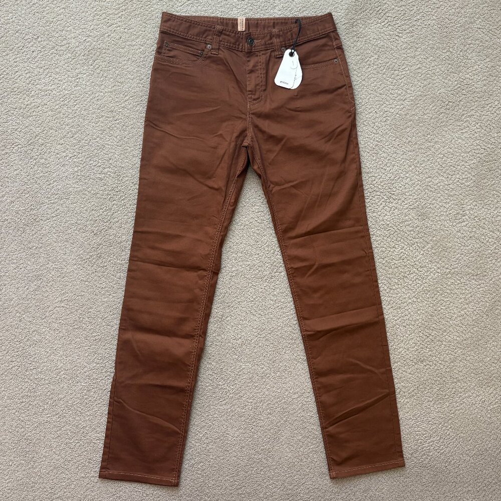 prAna Bridger Jean 31x34 Slim Straight Organic Cotton Stretch Sepia Brown NWT